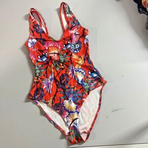 H&M Swimsuit Women Size 6 One Piece Floral Textured  Almost Terry Cloth Texture